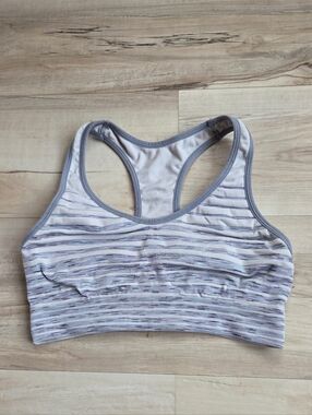 ​Champion Space Dye Racerback Sports Bra Size Medium Gray White